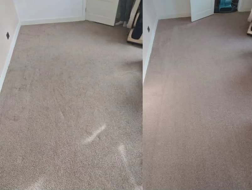 Before and after carpet cleaning — living room before after