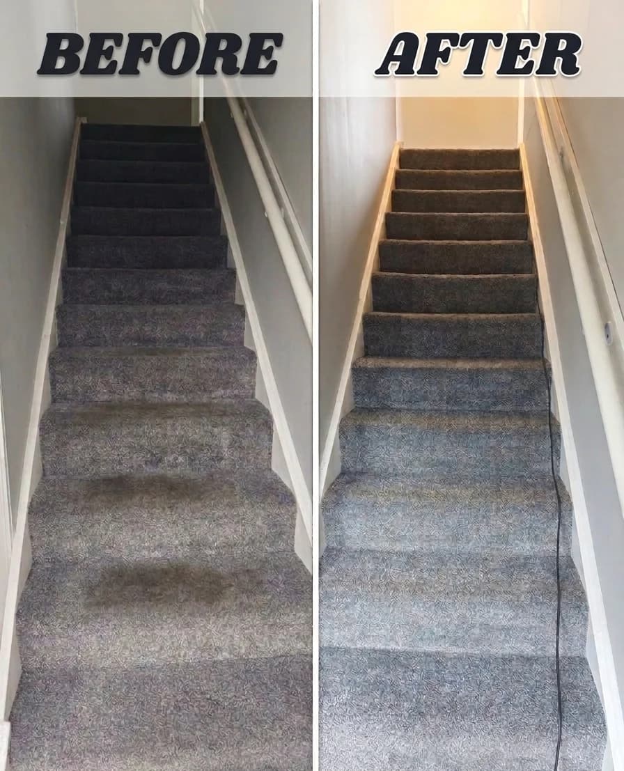 Before and after carpet cleaning — Staris before after