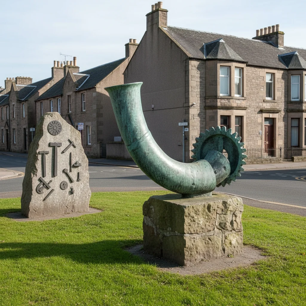 The Coghorn bronze sculpture in Loanhead town centre